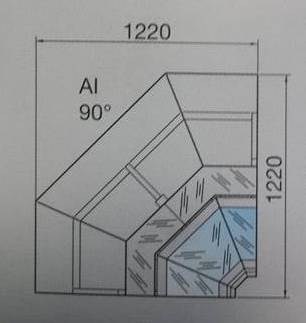Marte AI 90° | Rohový obslužný pult se zabudovaným agregátem (vnitřní roh) 
