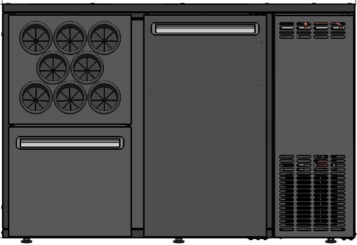 TC BBCL2-12 | Barová lednice s dveřmi, zásuvkou a otvory na lahve