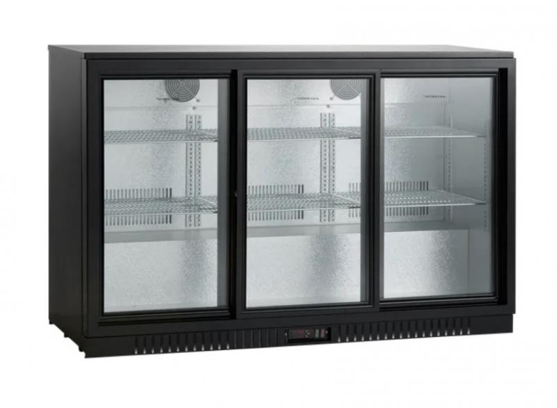 BB311SLBB | Thre-door refrigerator with sliding glass doors